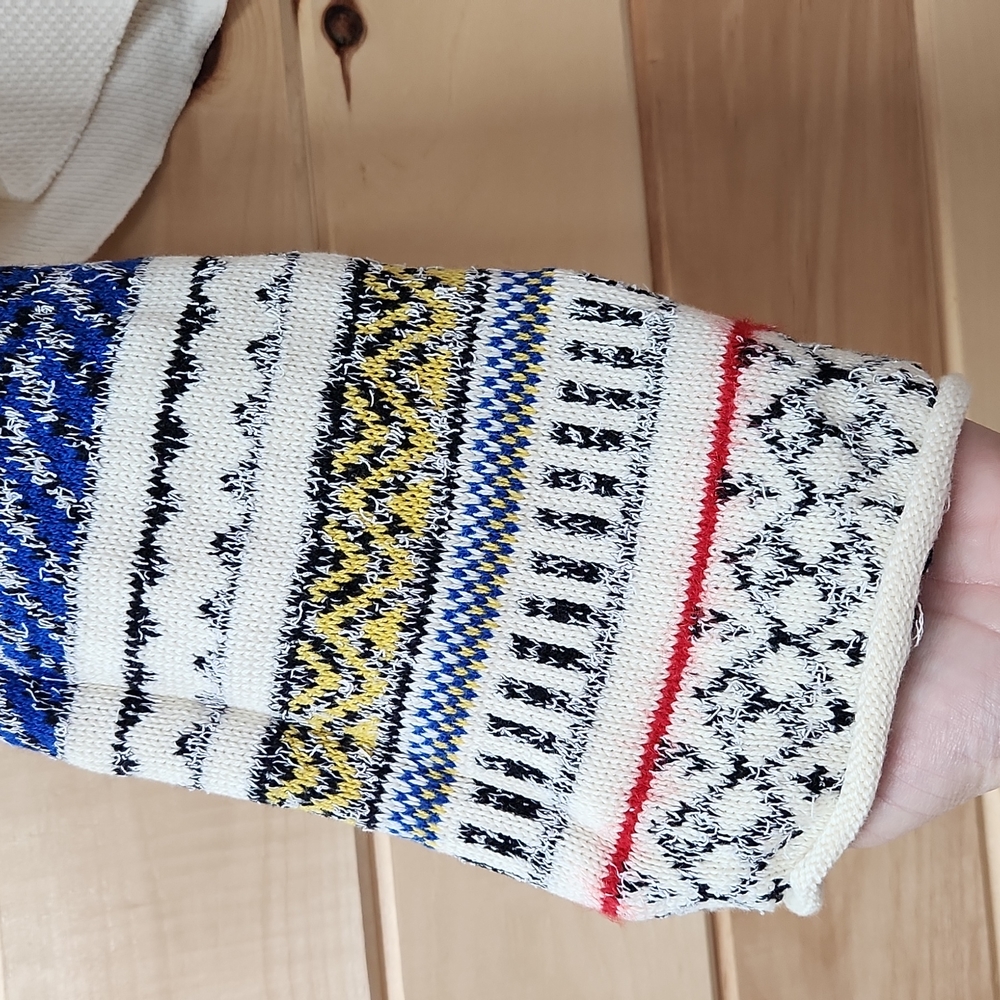 Like new Free People Sweater bell sleeves mixed pattern boho sweater fairground - Picture 2 of 7